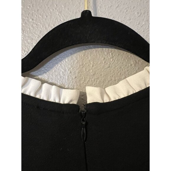 LOFT Dress 8P Long Sleeve Black Cream Collar Stretch Career Church Washable - Picture 11 of 12